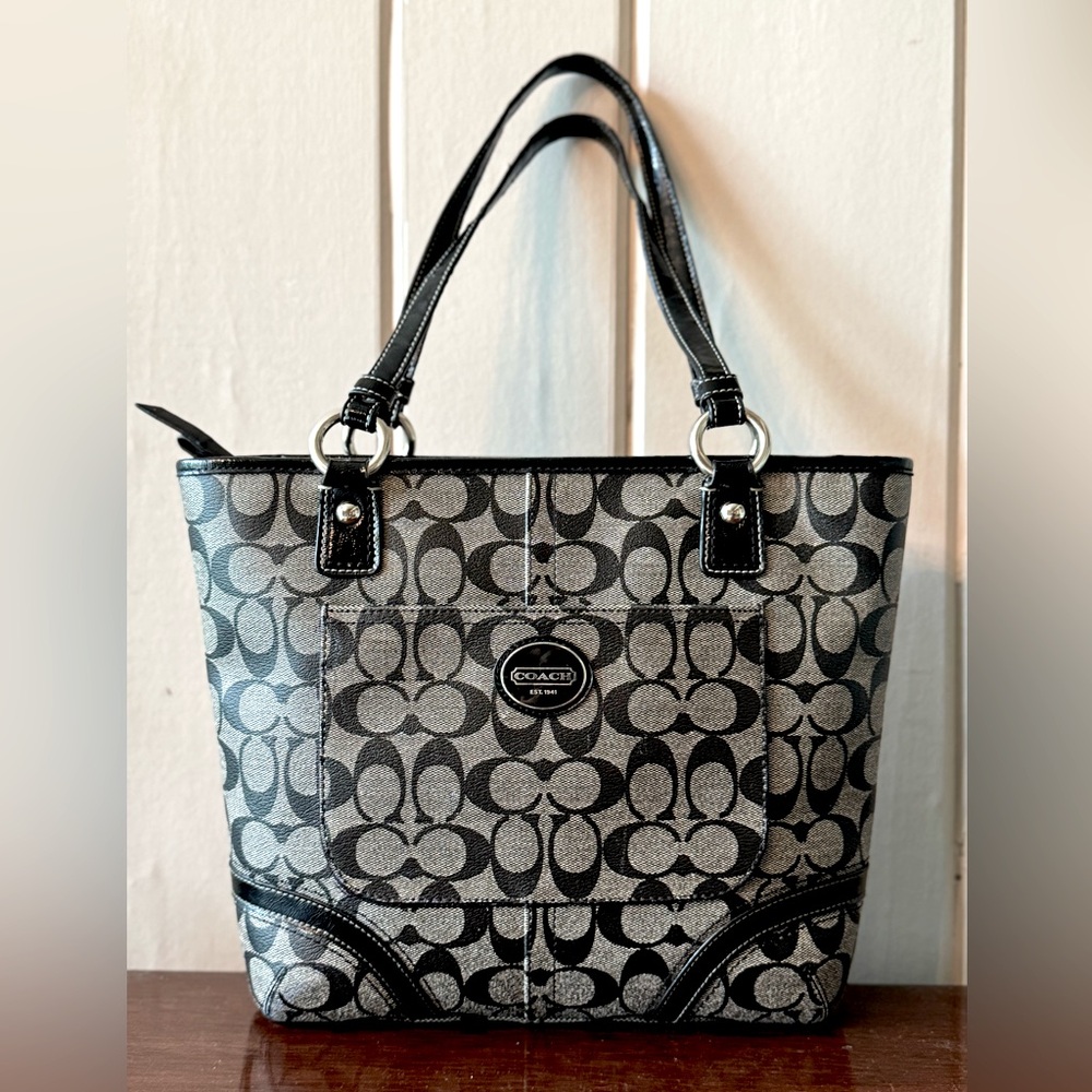 Coach Monogram Black and Gray Tote